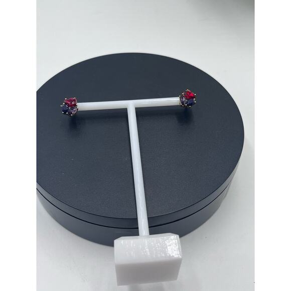 J. Crew Red purple Rhinestone stud Gold Tone Earrings - Picture 4 of 15